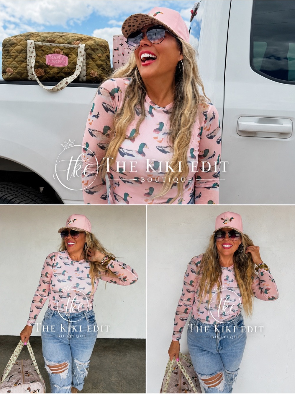 Pink Duck-Print Women's Sweater